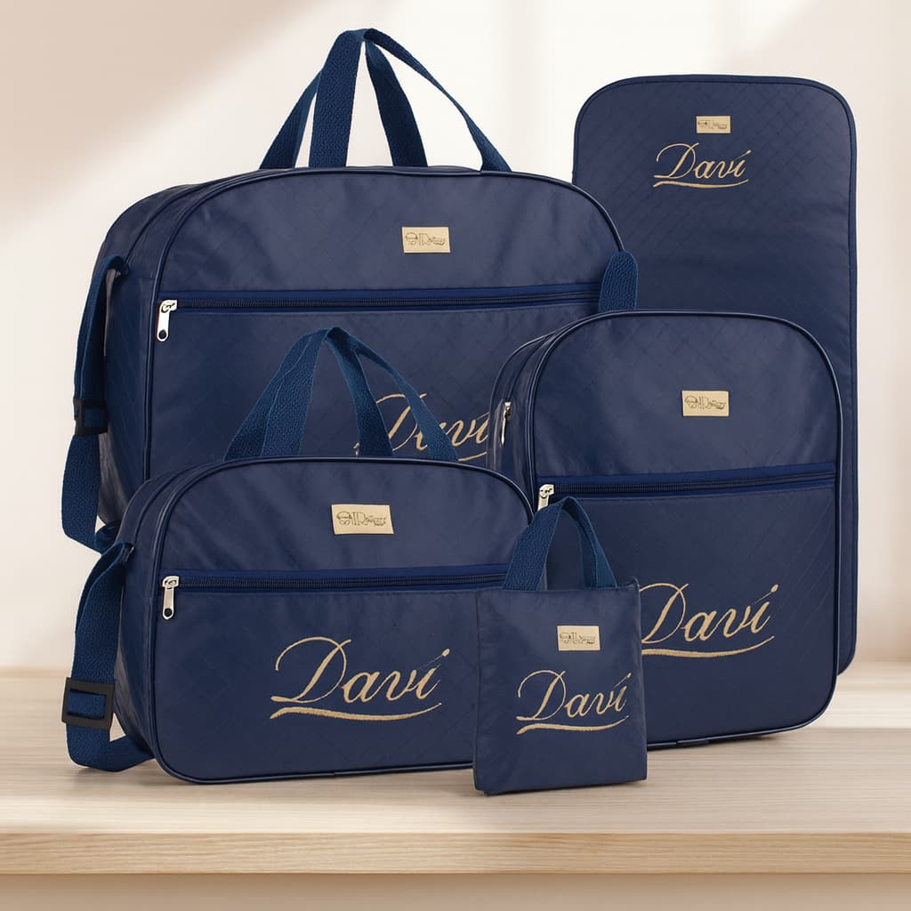 Kit Maternidade 5 Peças Personalizado Versátil Moderno Menino e Menina