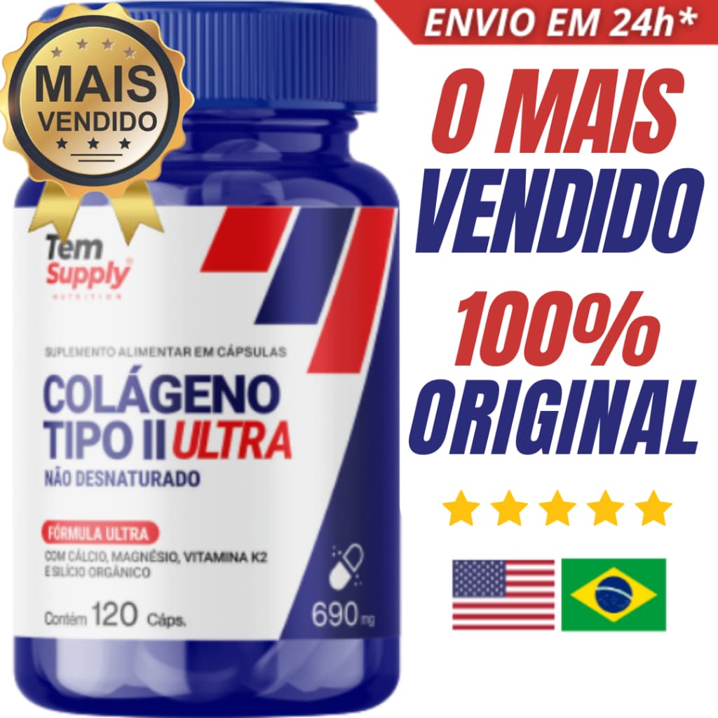 Colágeno Tipo 2 Ultra Premium Top De Linha 120 Cáps 690mg