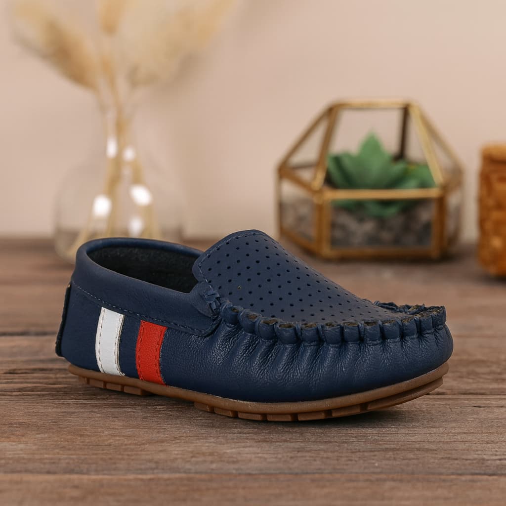 Mocassim Infantil Molekinho Costurado 2142.201 Listras Masculino Sapato Criança Bebê Baby Menino
