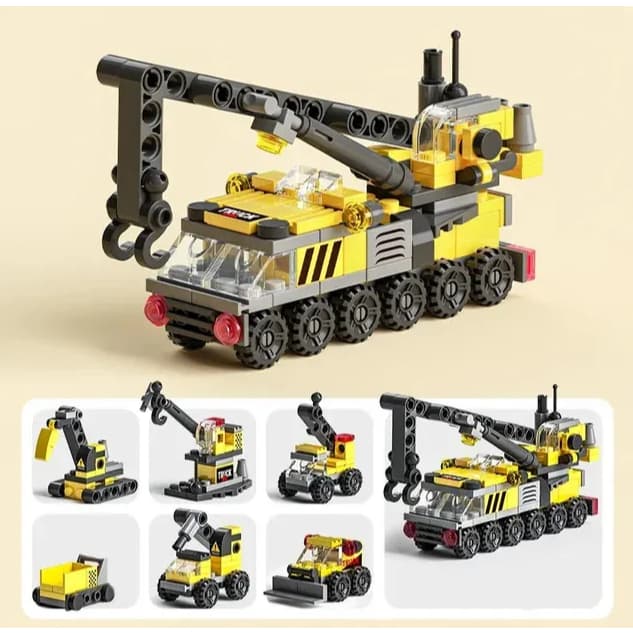 Blocos de Montar 6 em 1 Construção Bricks Guindaste 142 Peças
