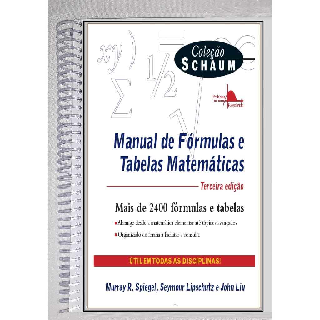 Manual de Fórmulas e Tabelas Matemáticas +2400 fórmulas e tabelas - Encadernado Tam. A5, formato livreto (21 cm x 14 cm)