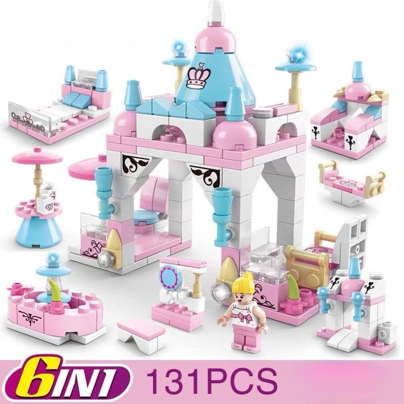 Mini Castelo De Princesas 6 Em 1 Blocos De Montar 131 Peças