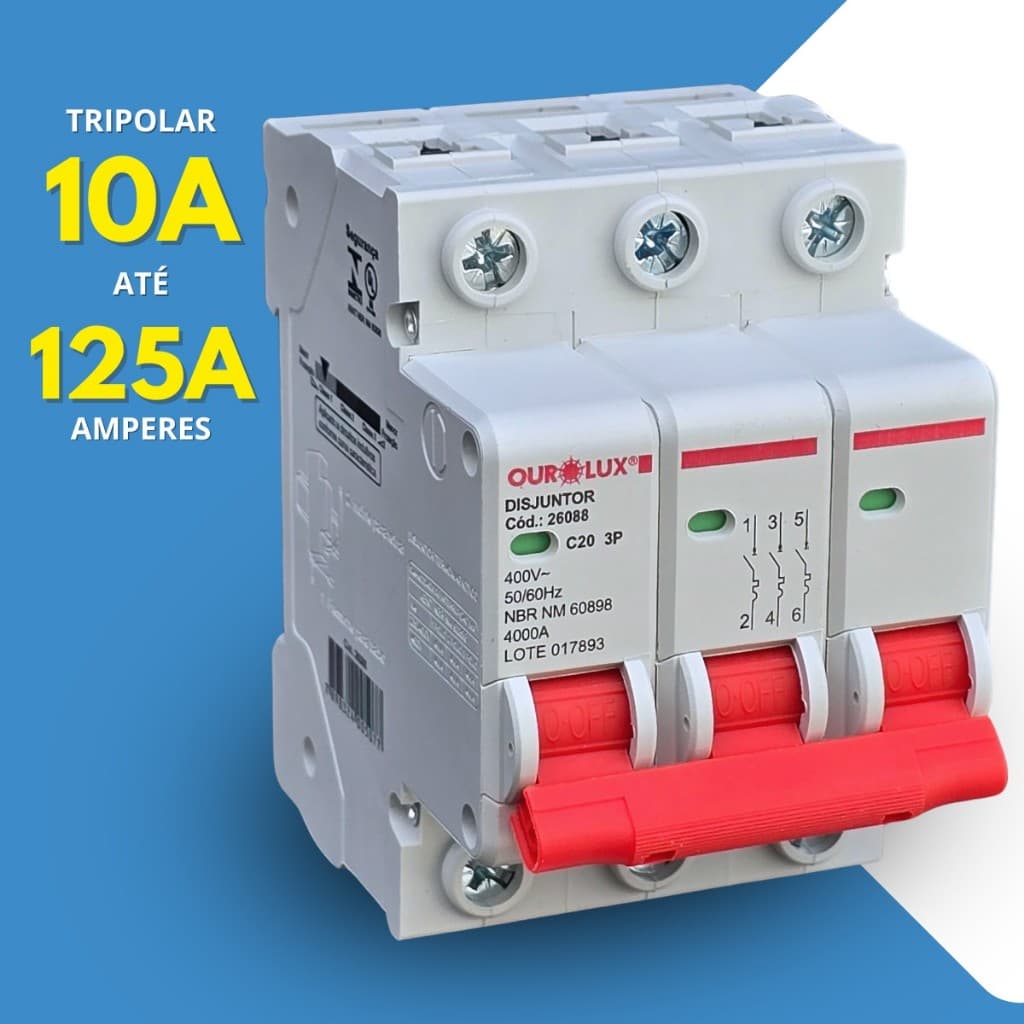 Disjuntor Trifásico Tripolar 3 Polos Amperes