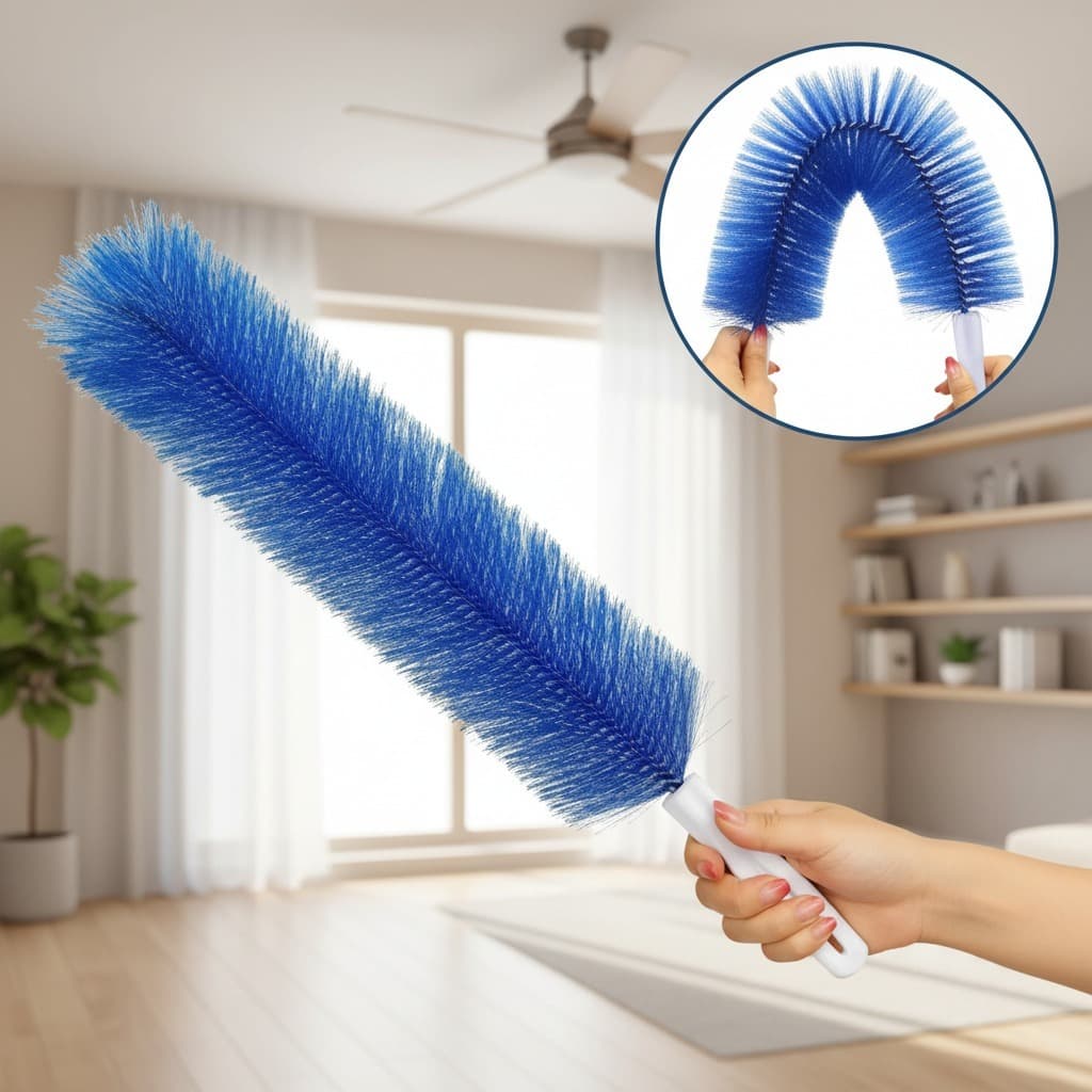 Vassourinha Espanador de Poeira Cilíndrica Flexível Limpeza Doméstica Sofá Ventilador Tira Pó