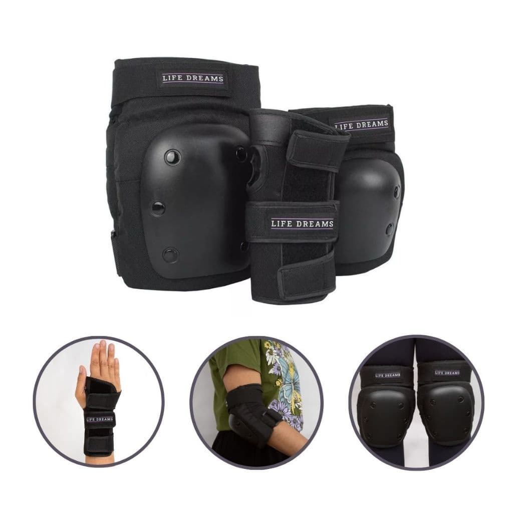Kit Proteção Adulto Patins Skate Joelheira Cotoveleira Munhequeira Bicicleta Longboard Life Dreams