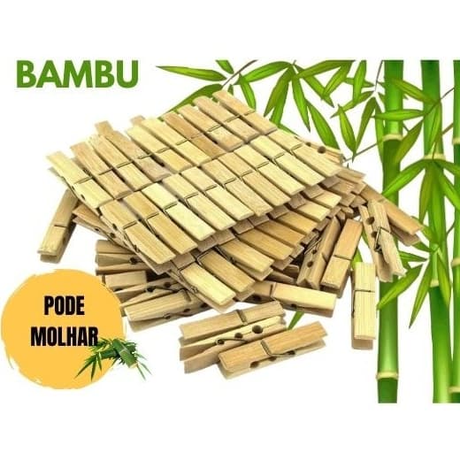 Pregador de Roupa Bambu Madeira 20 Unidades Kit Prendedor Roupas Durável e Econômico