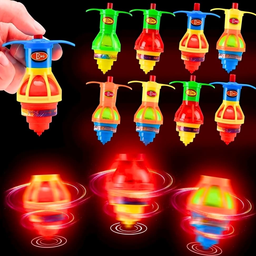 3/5/10/15 Pião Luminoso Com Lançador Automático Pião Com Luz Led Brinquedo Infantil Para Meninos E Meninas Lembrancinha