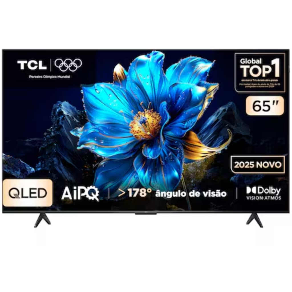 Smart TV 65” TCL QLED 4K Ultra HD 65P7K com Sistema Operacional Google TV HDR10+ HDMI 2.1 Dolby