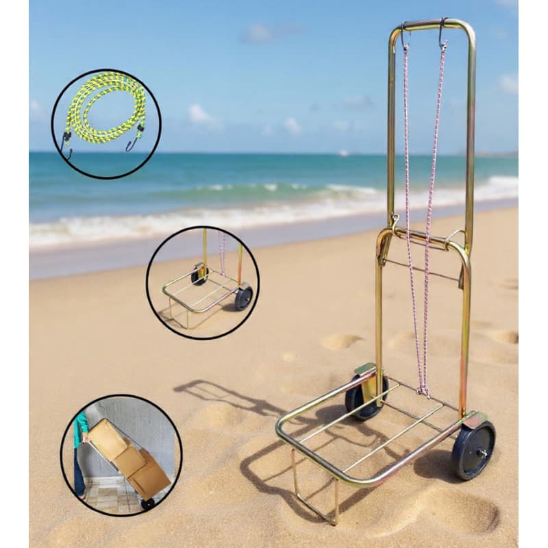 Carrinho compacto e dobrável Dourado Exclusivo para cargas ou cooler até 50kg