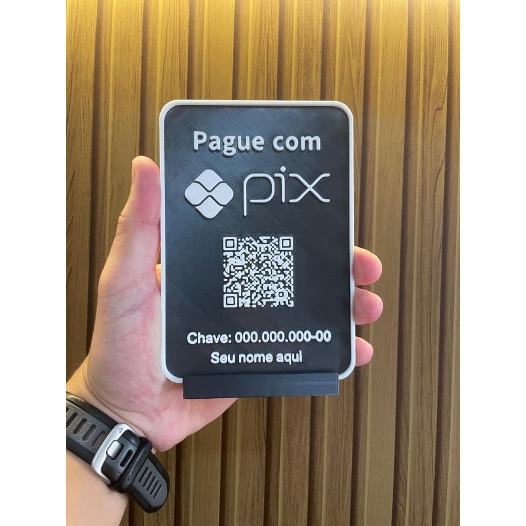 Placa PIX Personalizada com Sua Chave e Nome  - Com suporte para balcão.
