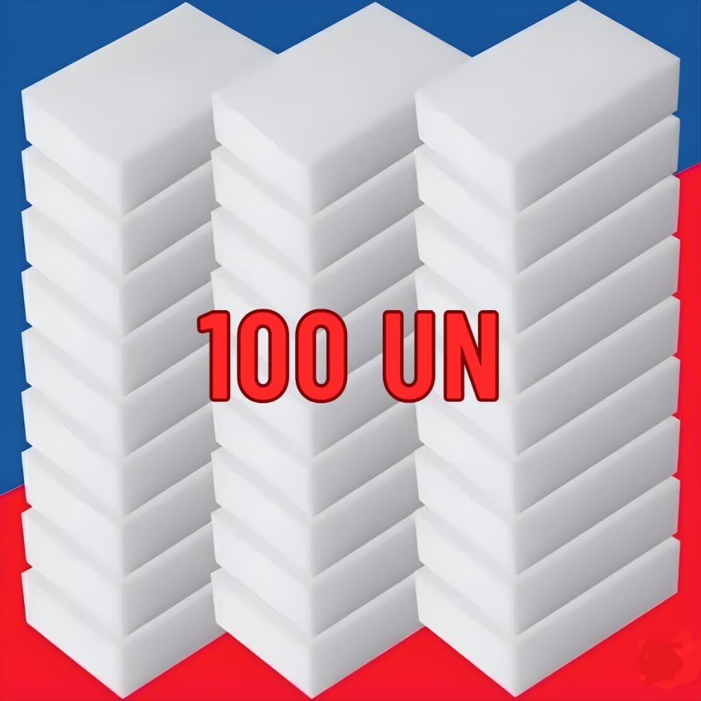 Kit 100 Esponjas Mágicas Bucha Melamina Multiuso Tira Manchas Marca PH