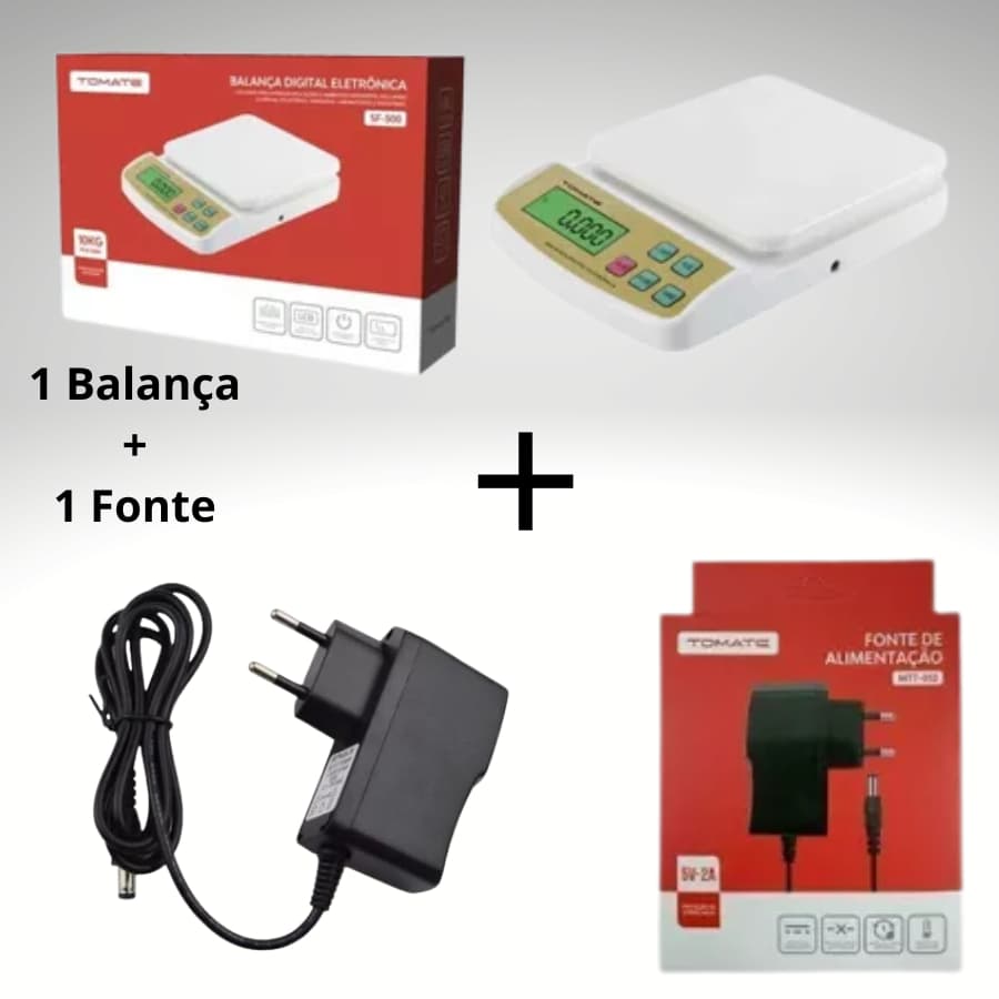 Balança de Cozinha Digital De Precisão de 1 g à 10 kg Pesar Alimentos Acompanha Fonte de Alimentação