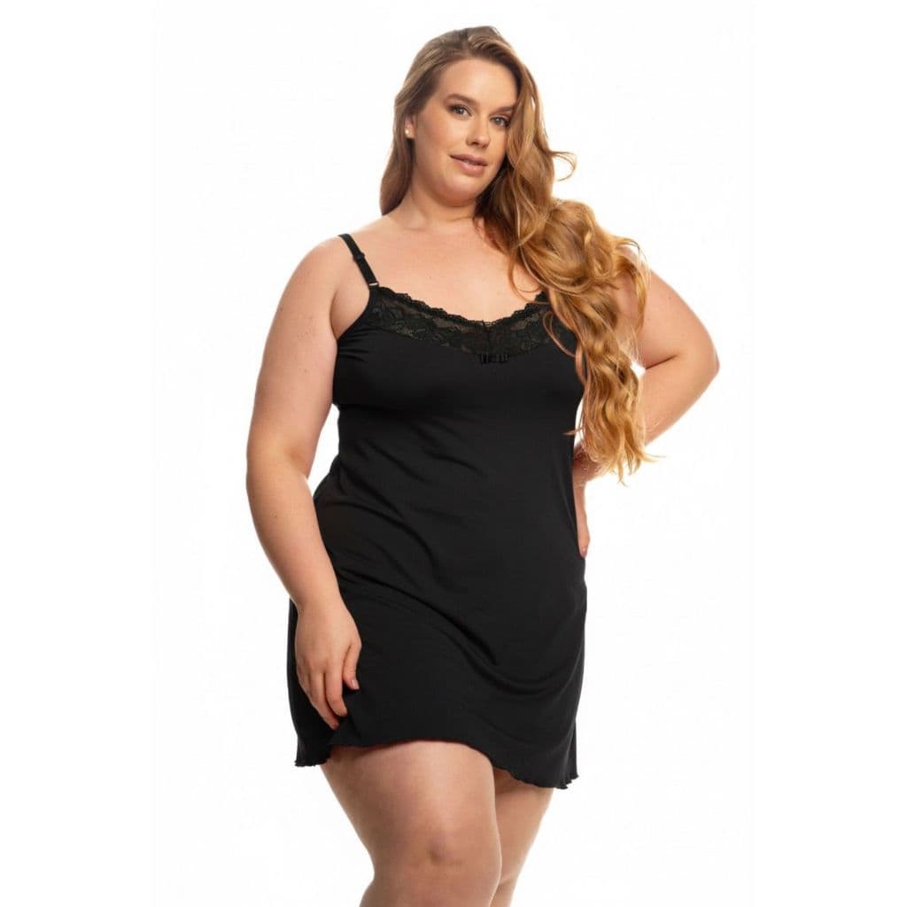 Camisola Plus Size Com Renda Classica Alça Reforçada Regulável Promoção Camisola Feminina Grande Reforçada Moderna
