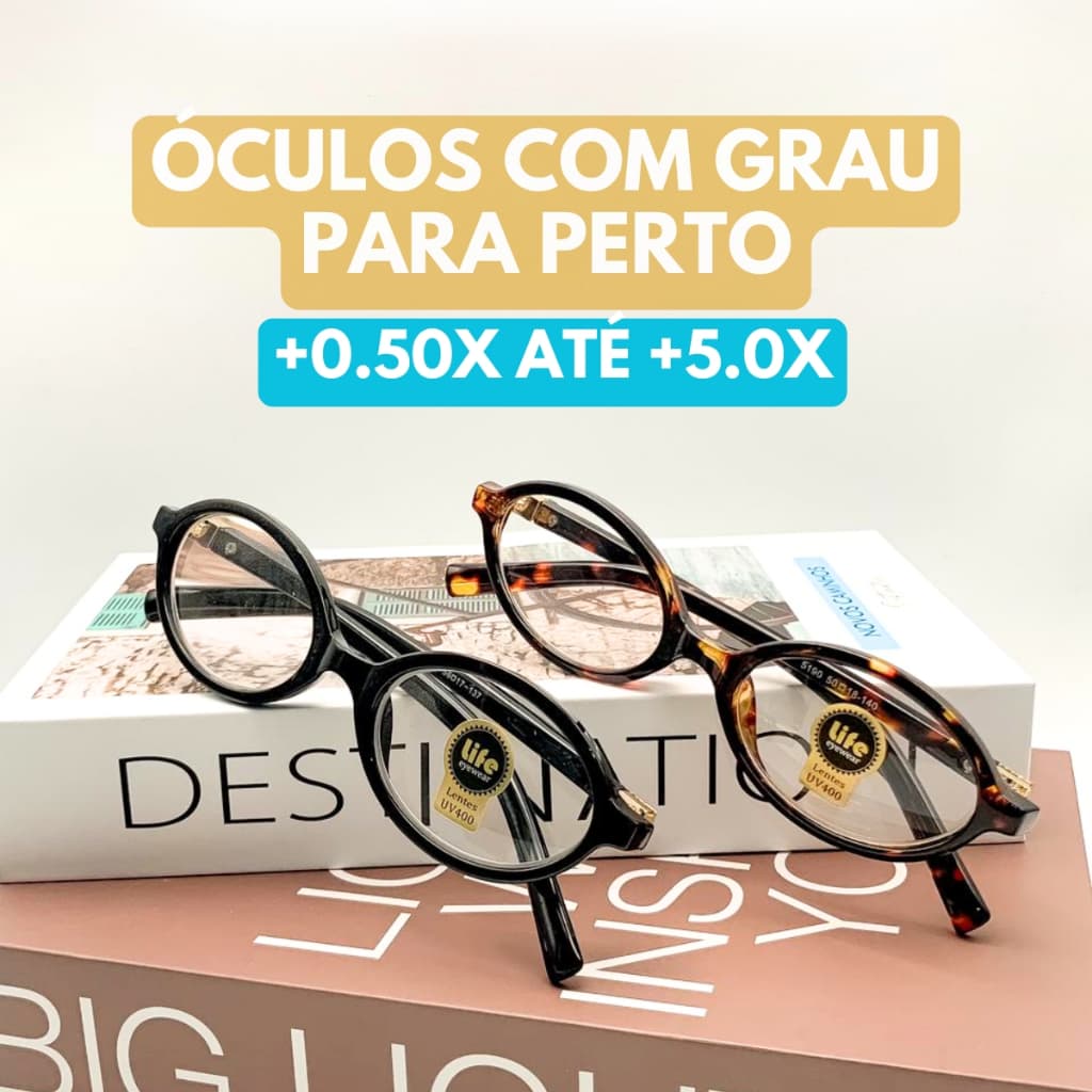 Óculos Grau +0.50 até +5.0 Leitura Perto Armação Oval Retro Várias Cores Feminino Acetato