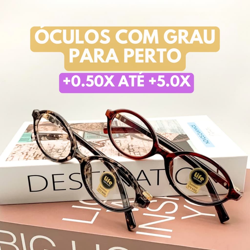 Óculos Grau +0.50 até +5.0 Leitura Perto Armação Acetato Retro Oval Várias Cores Feminino