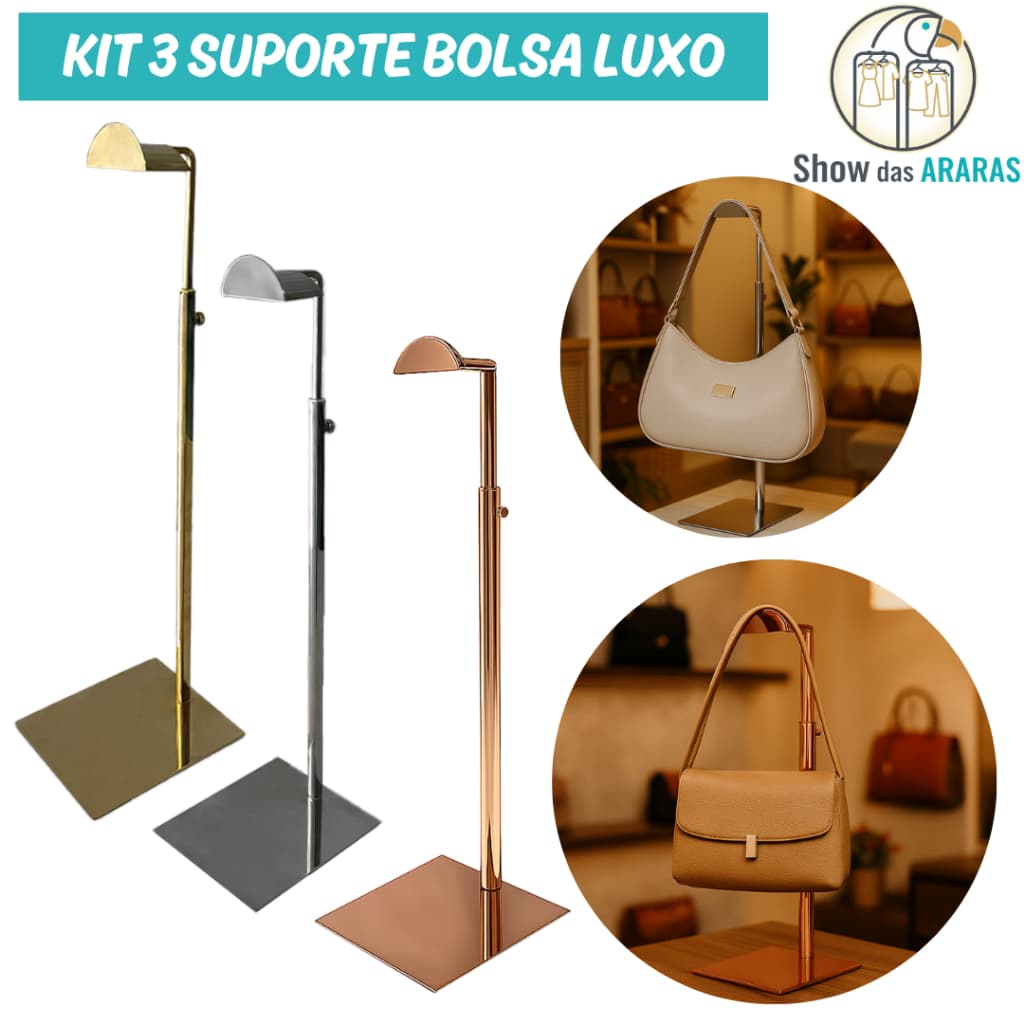 Kit 3 Suporte De Bolsa Luxo