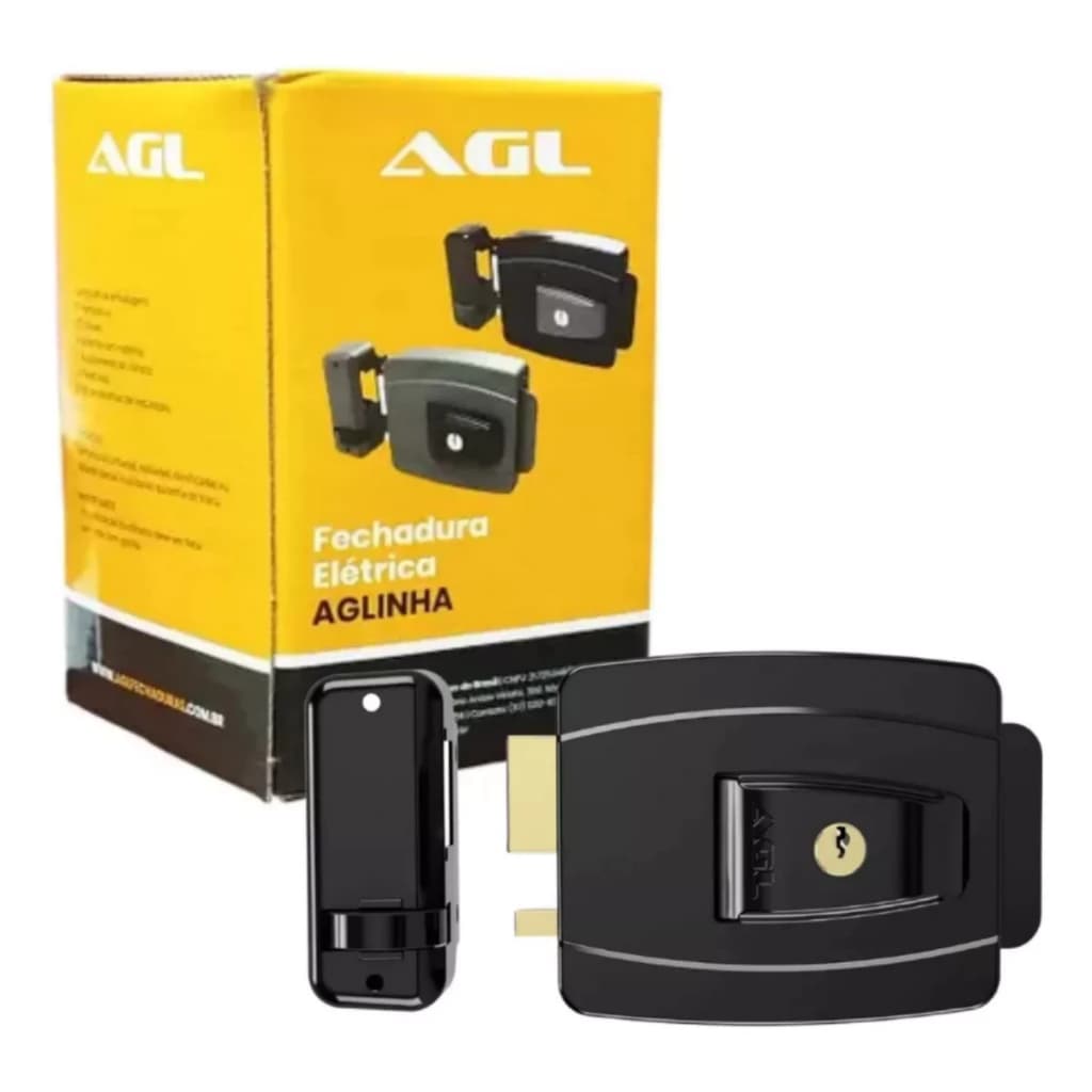 Fechadura Elétrica Aglinha abertura Interna 12v Preta Envio imediato