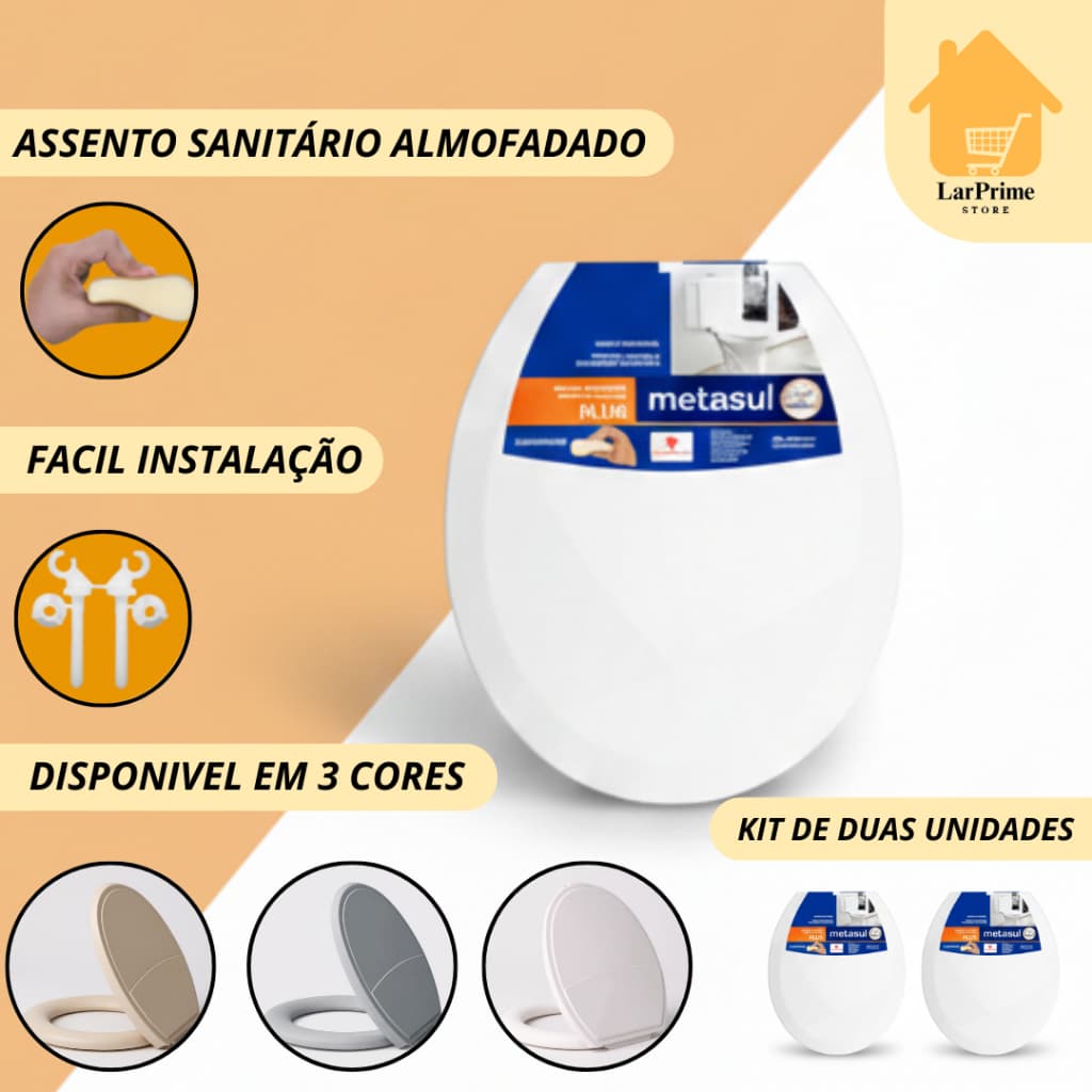 Assento San Tampa Vaso Oval Almofadado Universal Basico Plus Slim Universal Tampa Privada Sanitario