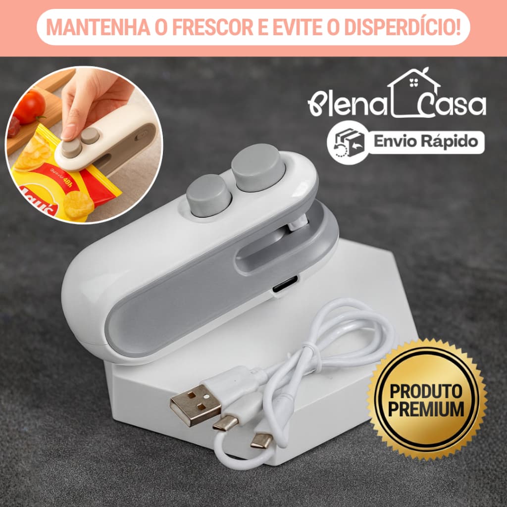 Mini seladora 2 em 1 - Recarregavél - Maquina de embalagem - Sacos -