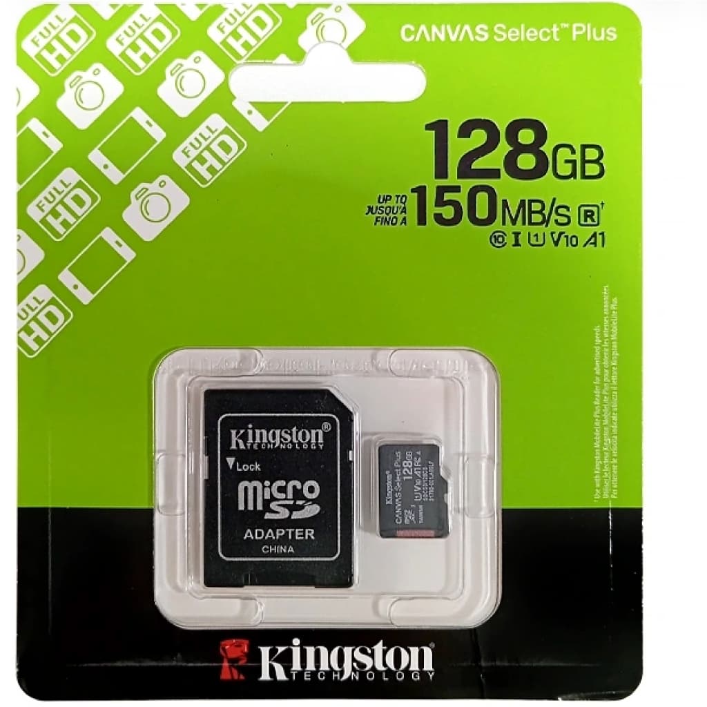 Cartão de Memória 128gb Micro Sd Canvas Select Plus 150mbs A1 Kingston