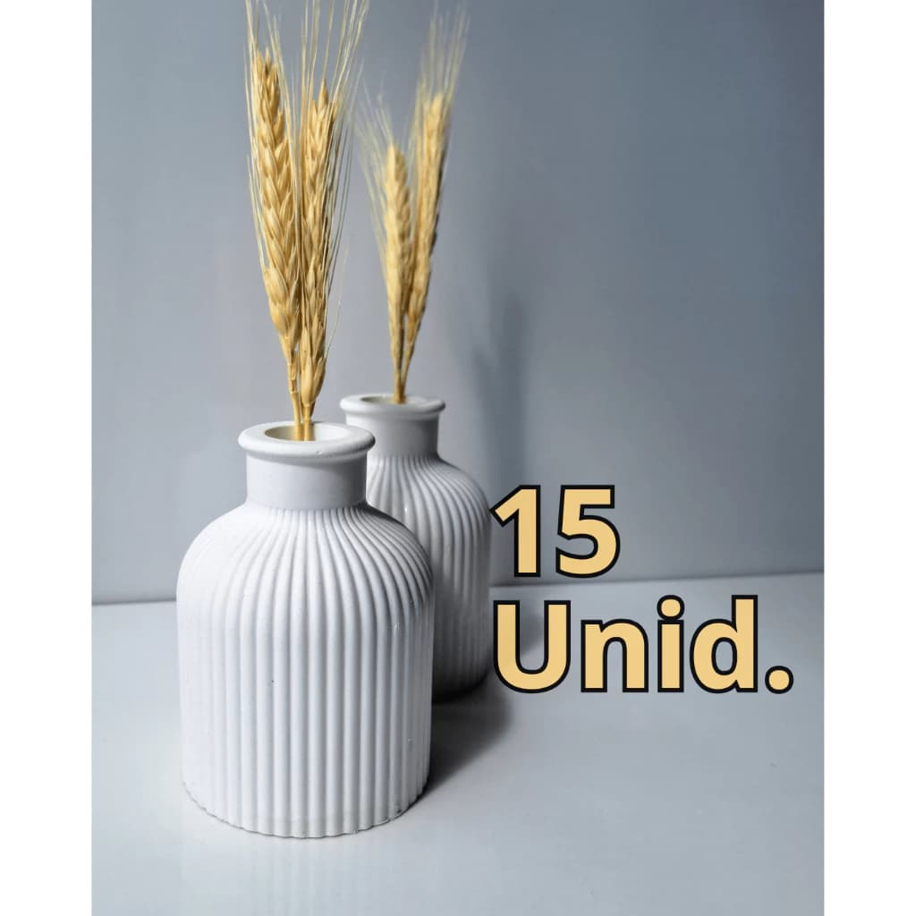 Kit 15 Vasos 10x8 Branco Gesso Decoração Centro Mesa Festa