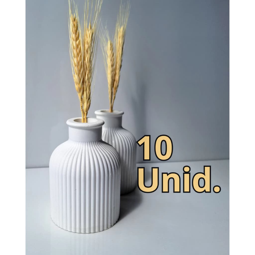 Kit 10 Vasos 10x8 Branco Gesso Decoração Centro Mesa Festa