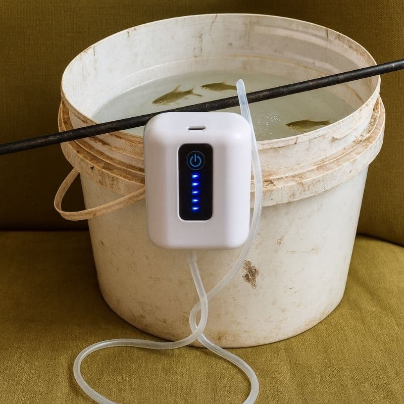 Compressor de Ar para Isca Viva USB – Recarregável, 12h de Bateria e 2 Modos de Ajuste