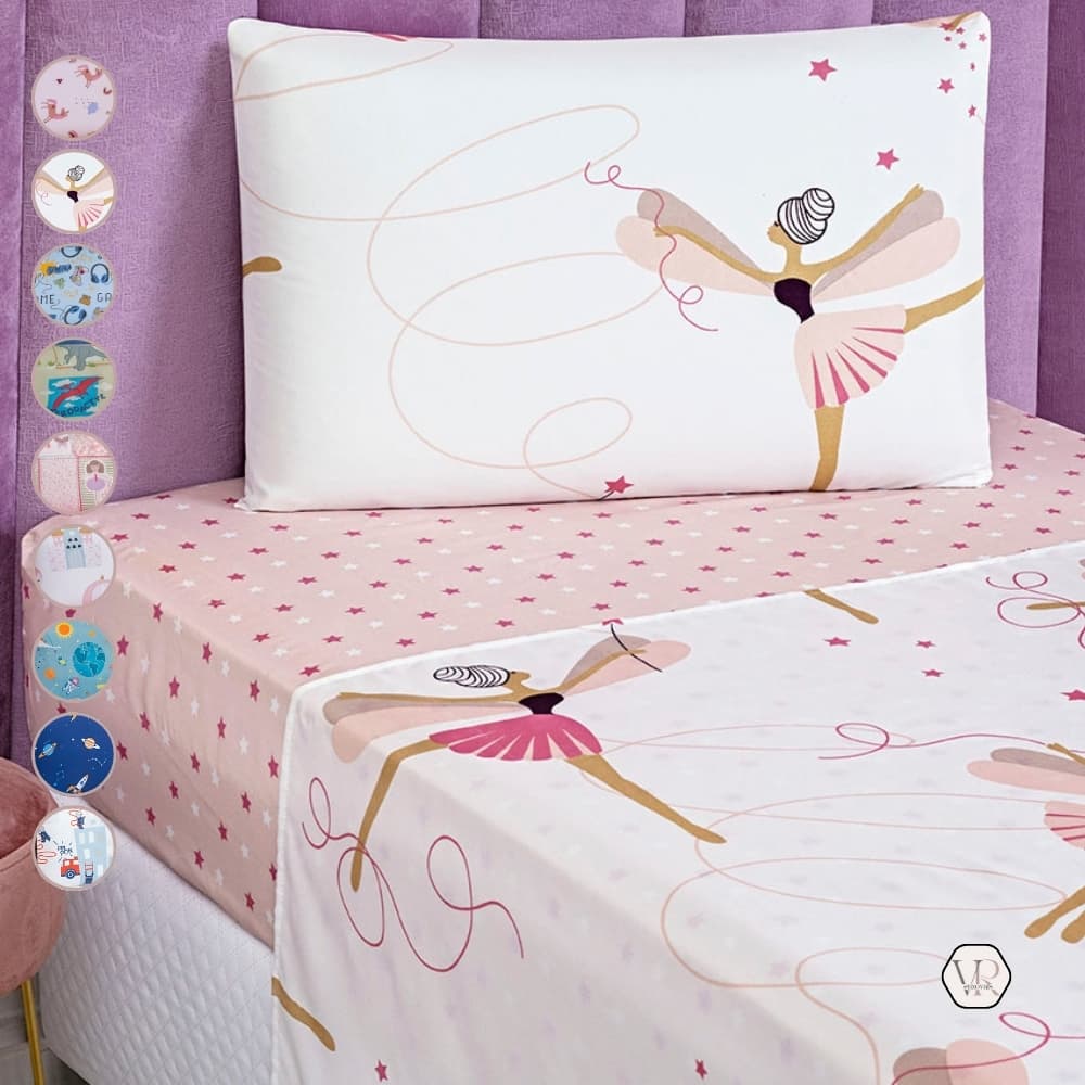 Jogo de Lençol Infantil Cama SOLTEIRO 3 Peças Estampado