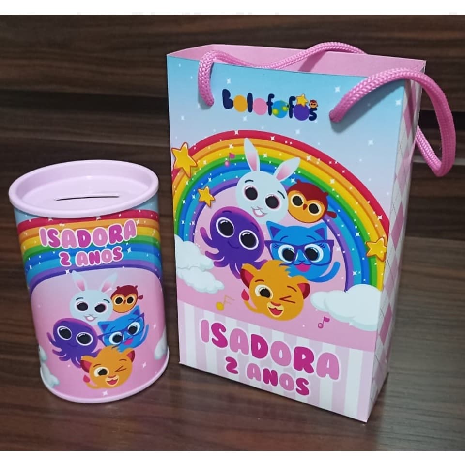Kit Sacolinhas Bolofofos Personalizadas Tamanho P + Cofrinhos  (Por favor, leia a Descrição!)