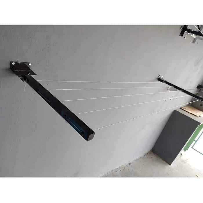 ENVIO FULL Varal Retrátil Dobrável Preto De Parede Em Aço Cabo De Aço Encapado.