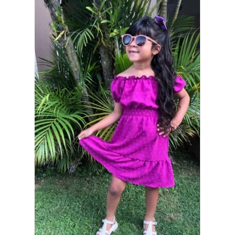 VESTIDO DE MENINA INFANTIL E JUVENIL MANGUINHA DUNA PIPOCA # LISO