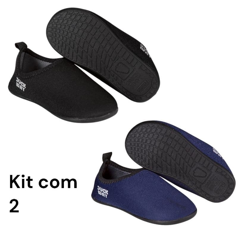 Sapatilha aquática infantil Kit com 2 pares Duck way calce Fácil 17 ao 32 super confortável