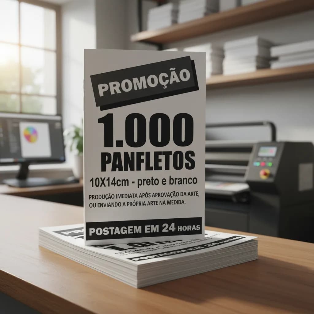 Folheto Panfleto Folder Flyer 10x14cm Sulfite 75 Gramas PRETO E BRANCO