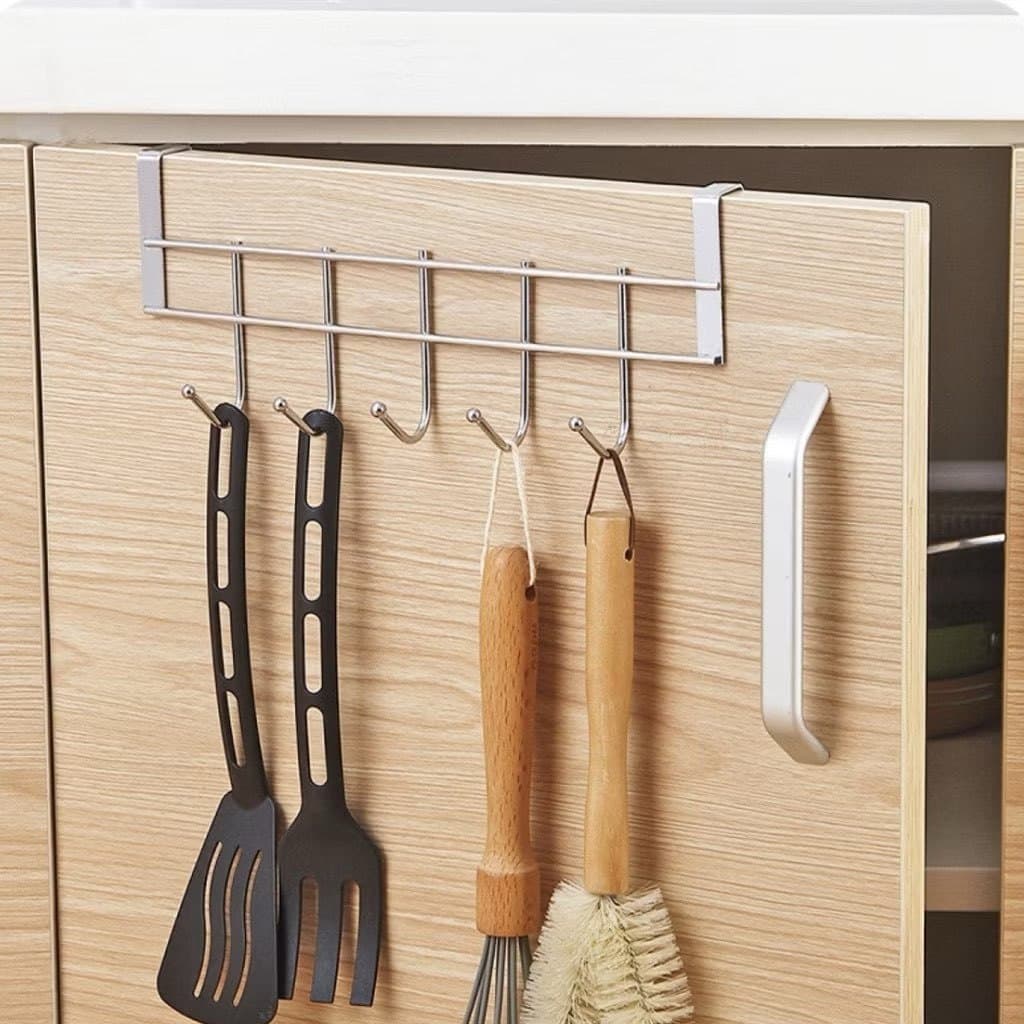 Kit 2 Suporte Cabide Com 5 Ganchos Encaixe Em Porta Organizador