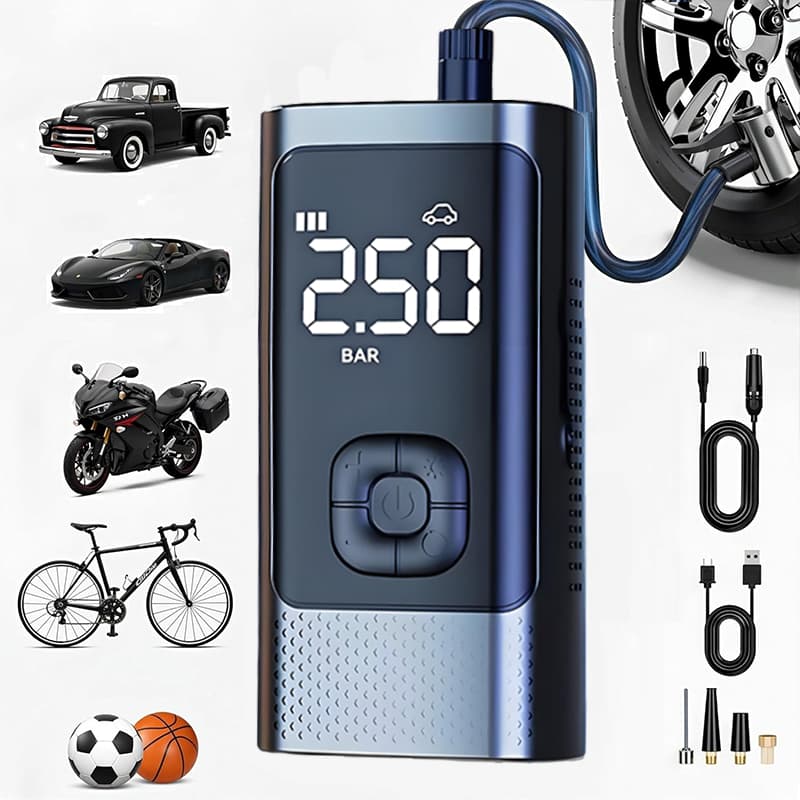 Mini Inflador Portátil Digital Sem Fio para Pneus de Carro Moto Bicicleta e Bolas -M6