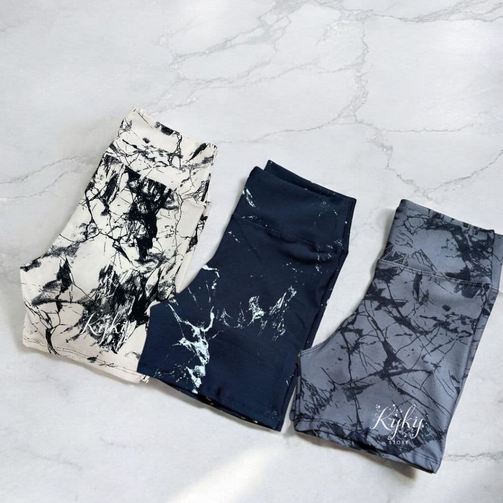 Kit 3 Shorts Feminino Marmorizado Modelador Cintura Alta Roupa Academia Grosso Zero Transparência