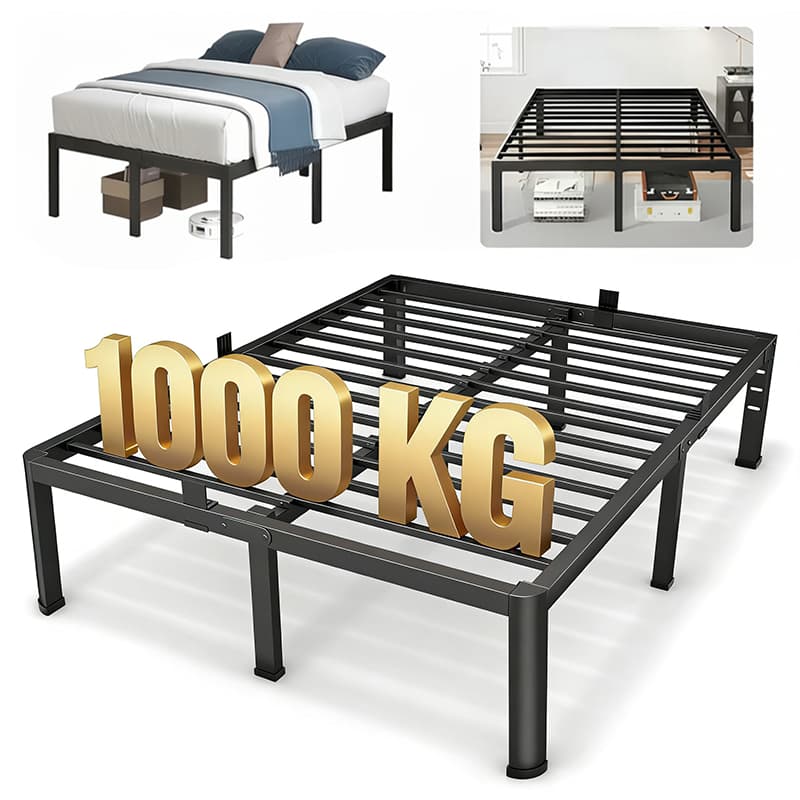 Estrado De Metal Para Cama De Casal Fácil De Instalar e Dobrável Com Suportes De Ripas De Aço -O17