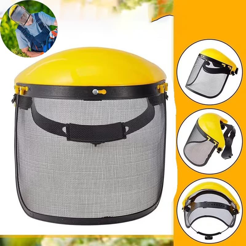 Protetor Facial Com Tela De Nylon Para Operador De Roçadeira