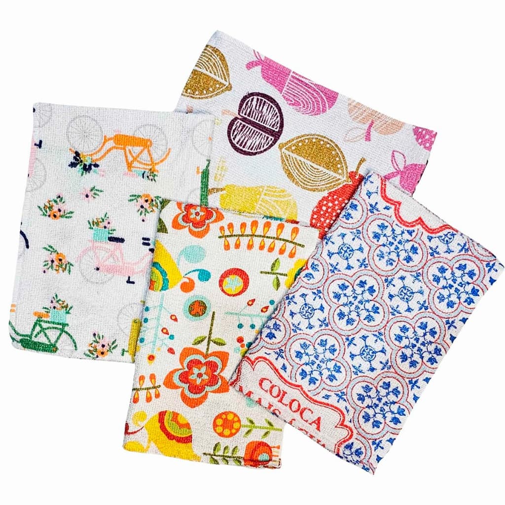 Kit até 20 Pano de Prato Copa Felpudo Atoalhado P/ Pia Louça Estampado Algodão e Poliéster Estampado