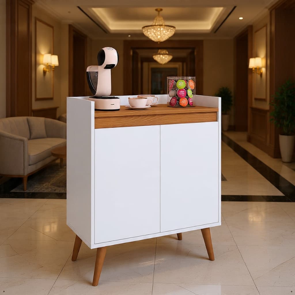 Aparador Sala Estar Hall De Entrada Buffet Retrô Cantinho Do Café Prateleira Interna Lívia 2 Portas