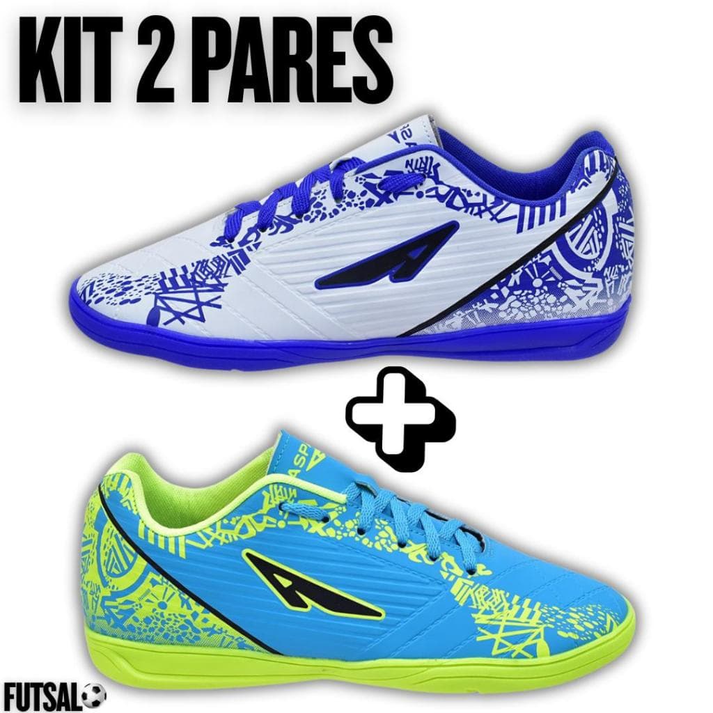 2 Pares Chuteira Futsal Quadra Tênis Salão Antiderrapante Bico Reforçado Solado Masculino Promoção