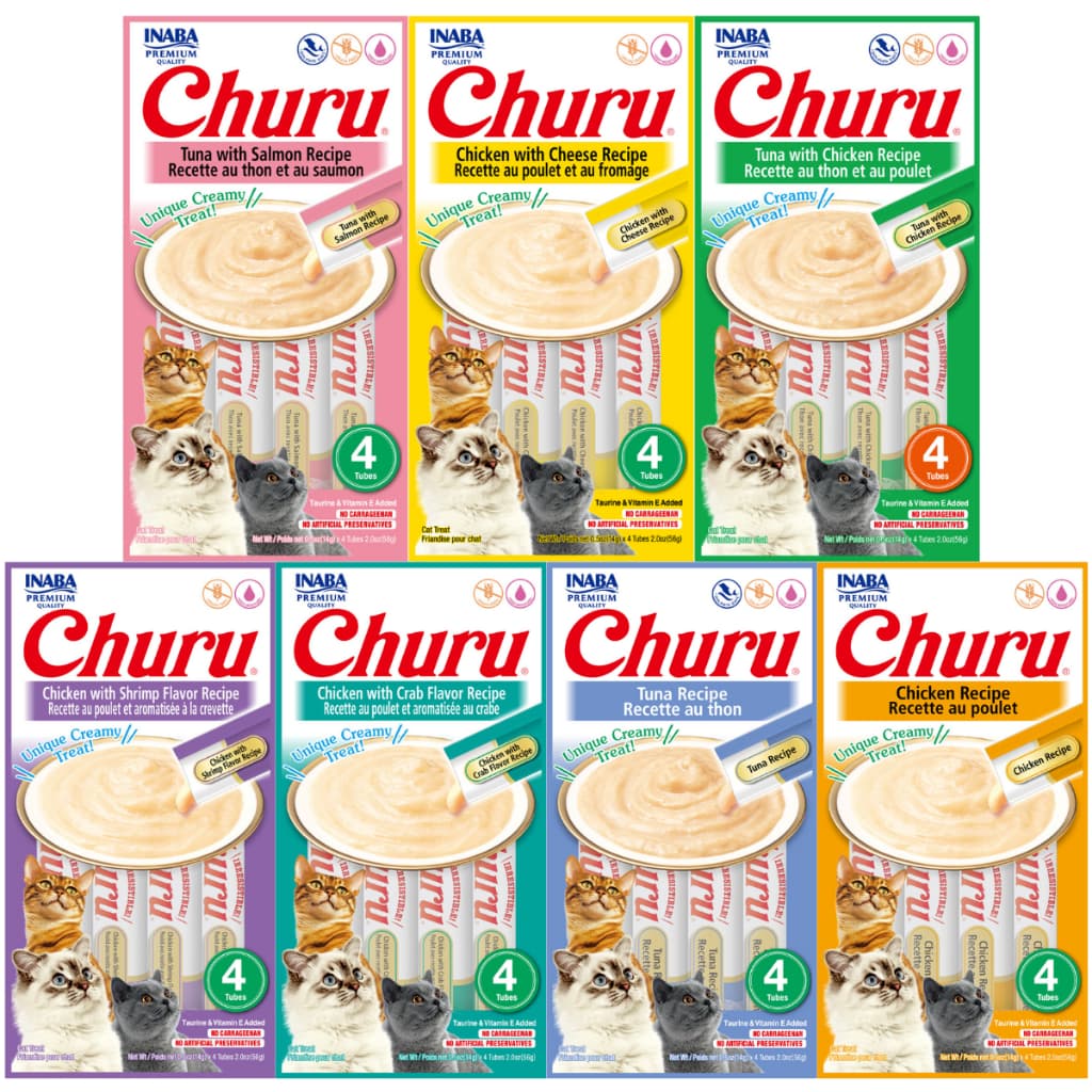 Churu Petisco para gatos  Pate sache kit com 7 pacotes sabores sortidos