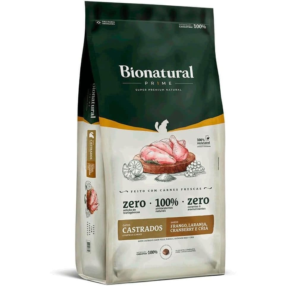 Ração SuperPremium Bionatural Para Gatos Castrados Sabor Frango 7.5kg
