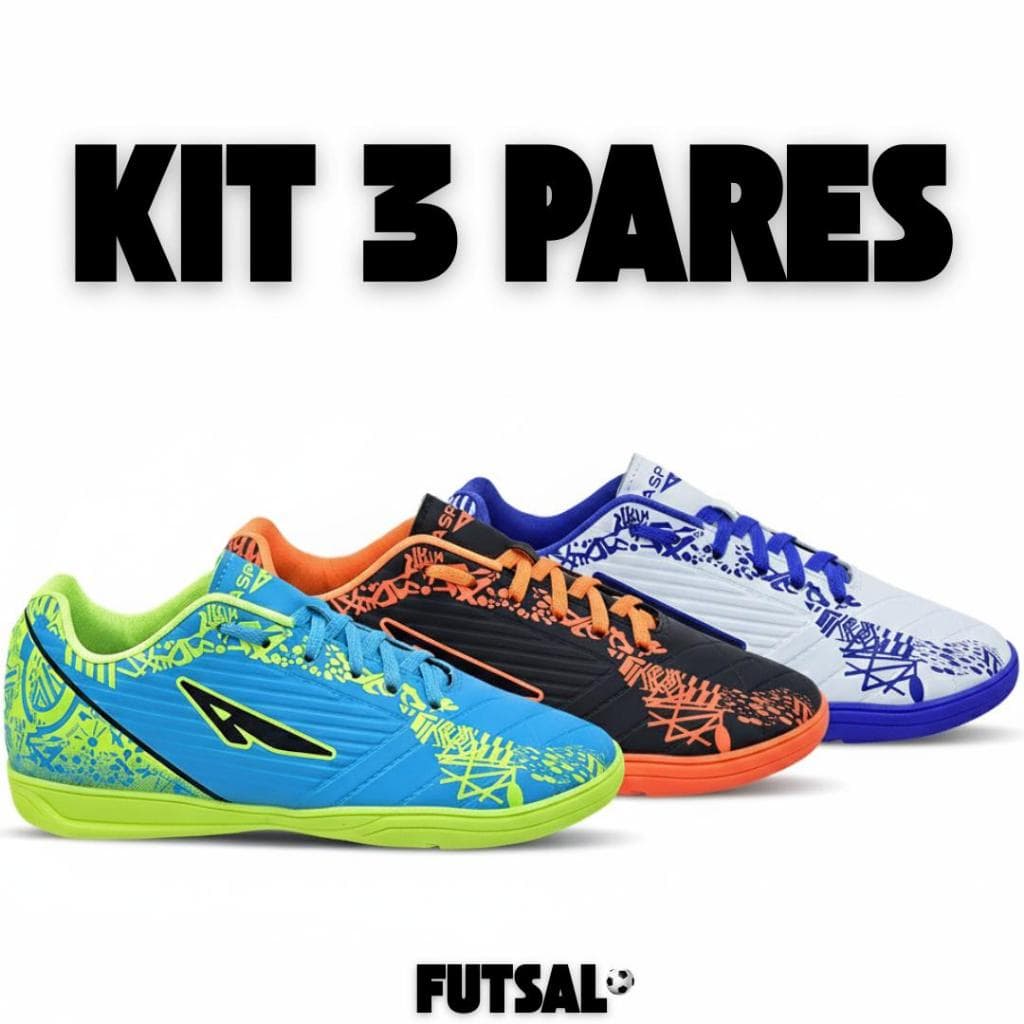3 Pares Chuteira Futsal Quadra Salão Masculino Adulto Macio Leve Antiderrapante Original Promoção