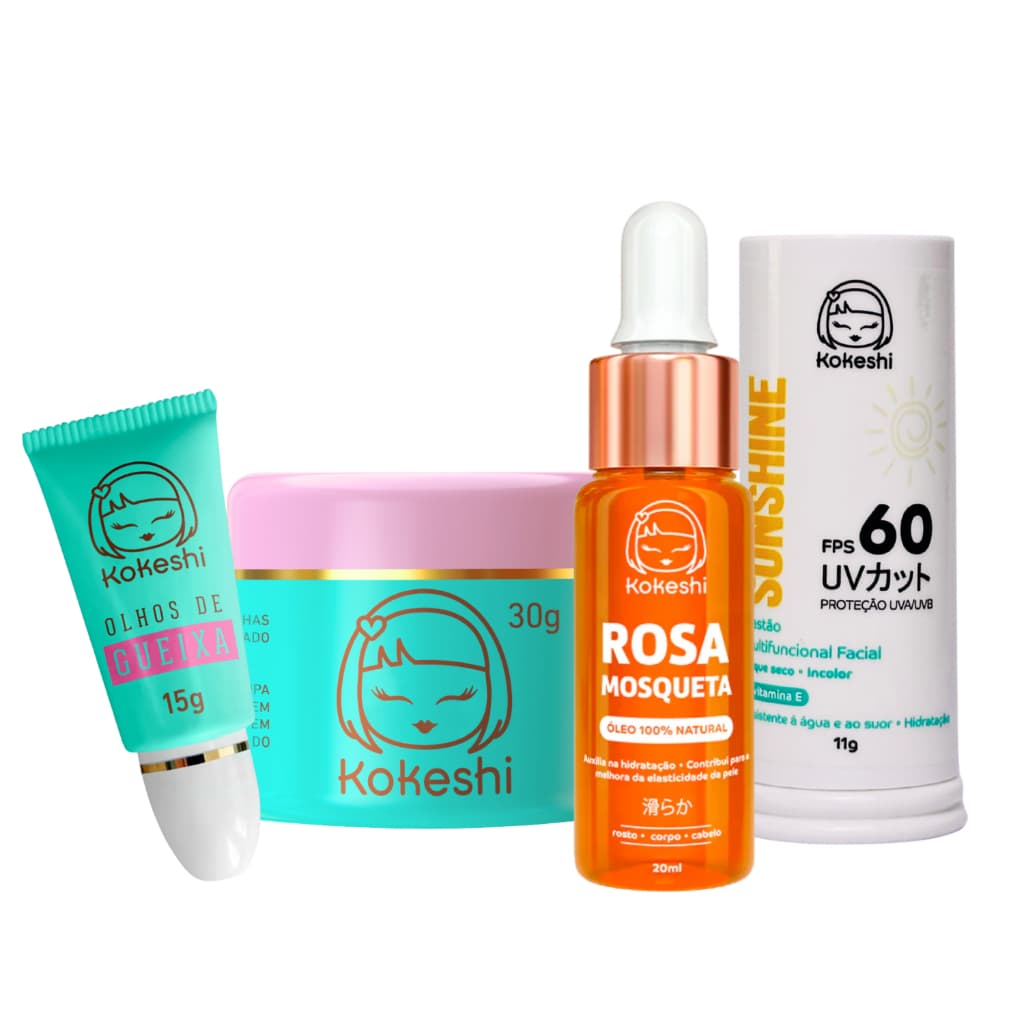 Kit Bastão Facial FPS60 Renovadores Rosa Mosqueta Kokeshi