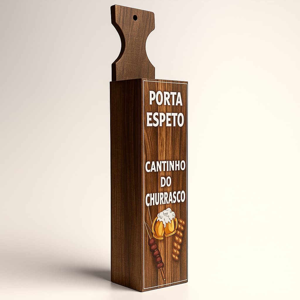 Suporte Porta Espetos De Churrasqueira Grande Madeira 67cm