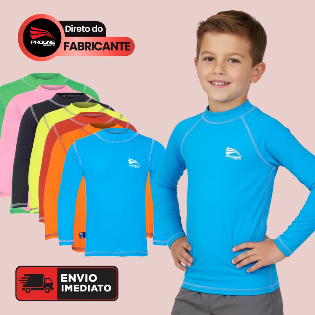 CAMISETA MANGA LONGA INFANTIL UNISSEX - PROTEÇÃO TERMICA UV50+ E SECAGEM RAPIDA - PROGNE SPORTS