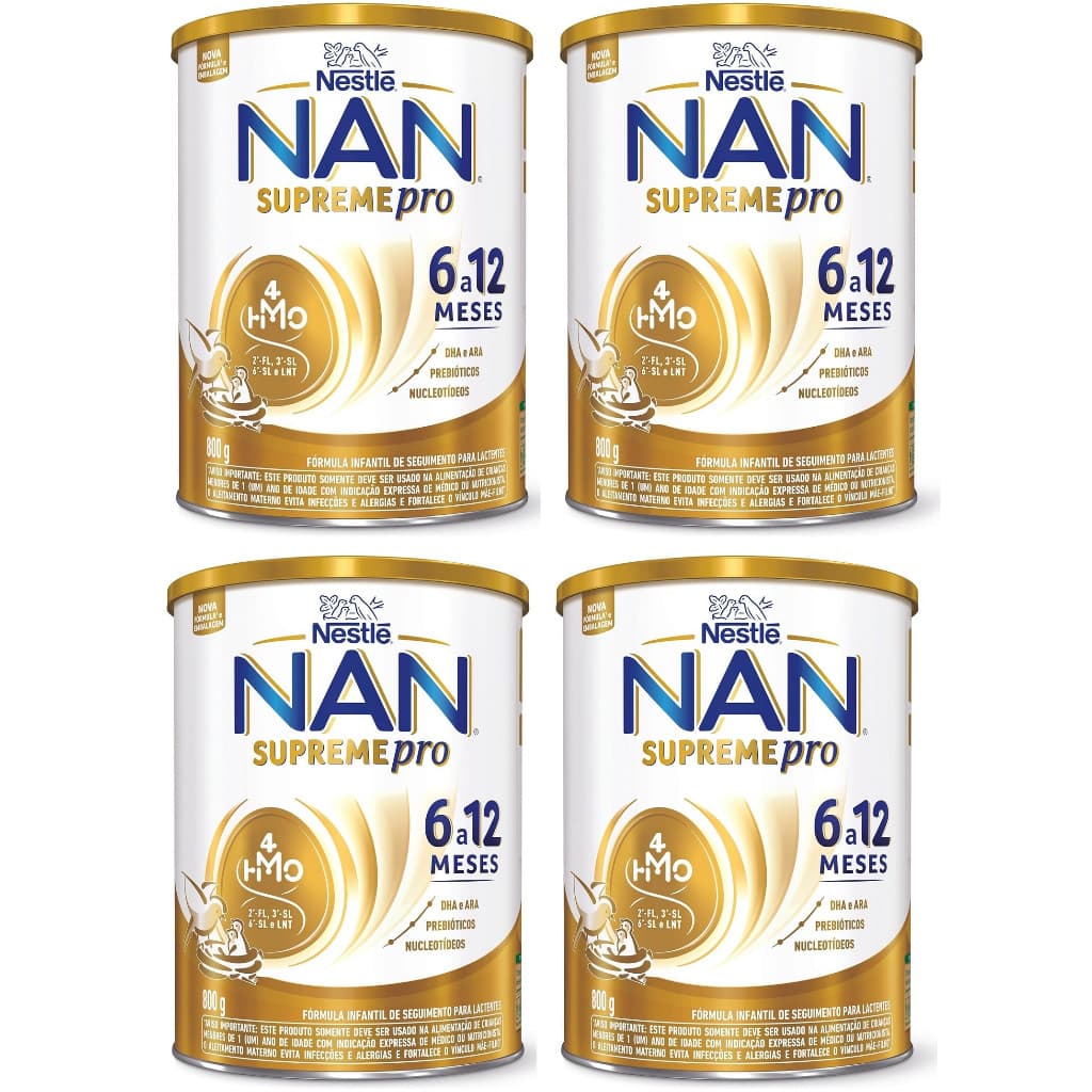 Kit 4 Latas NAN Supreme Pro 800g 6 - 12 meses (AMARELO) EQ.1