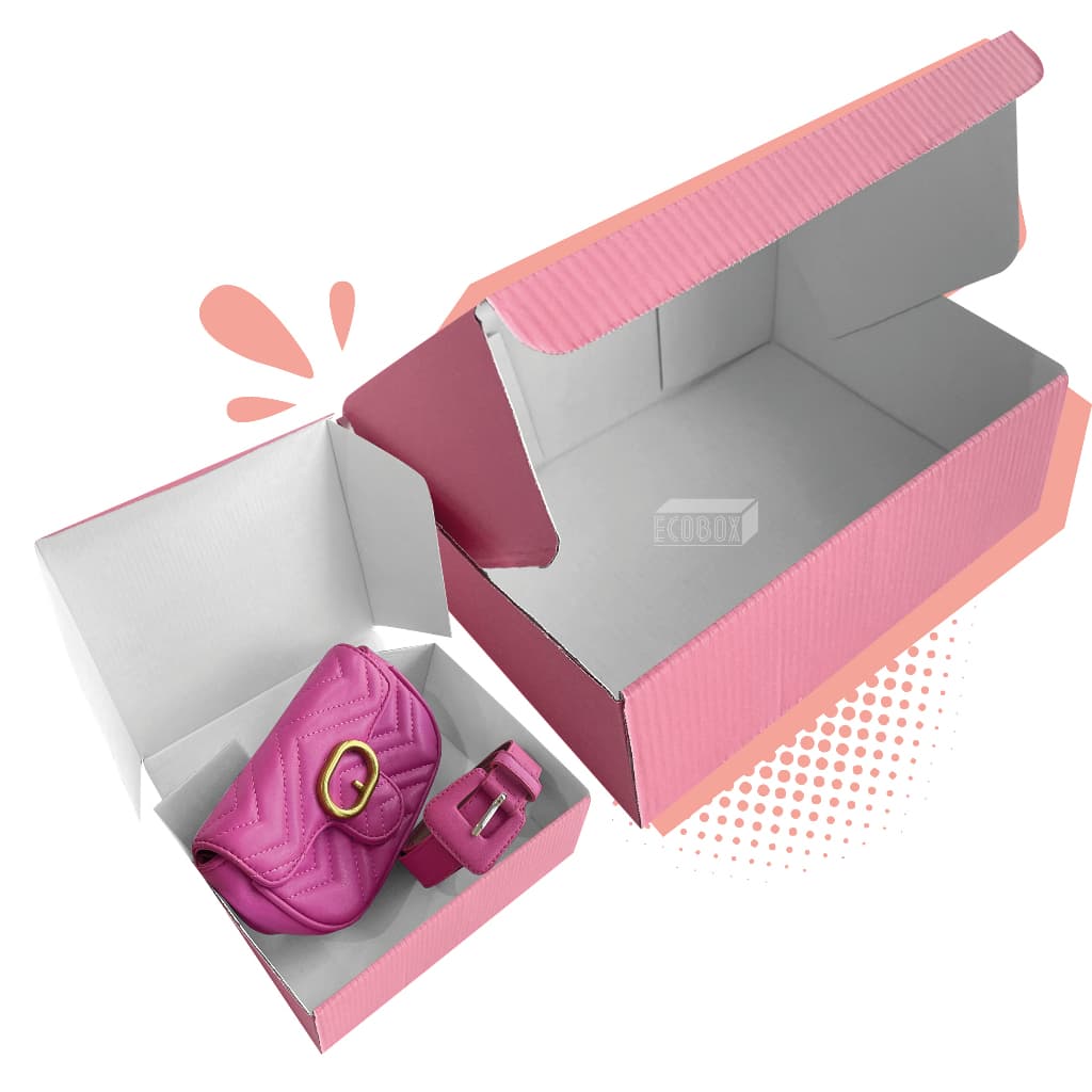 Kit Caixas de Papelão Rosa 20x16x7cm E-Commerce Envios Correio Cosméticos