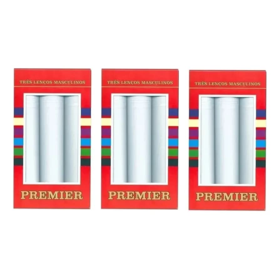 9 Lenços Masculinos 32cm Algodão Tecido Pano Premier Branco Liso 32cm Branco